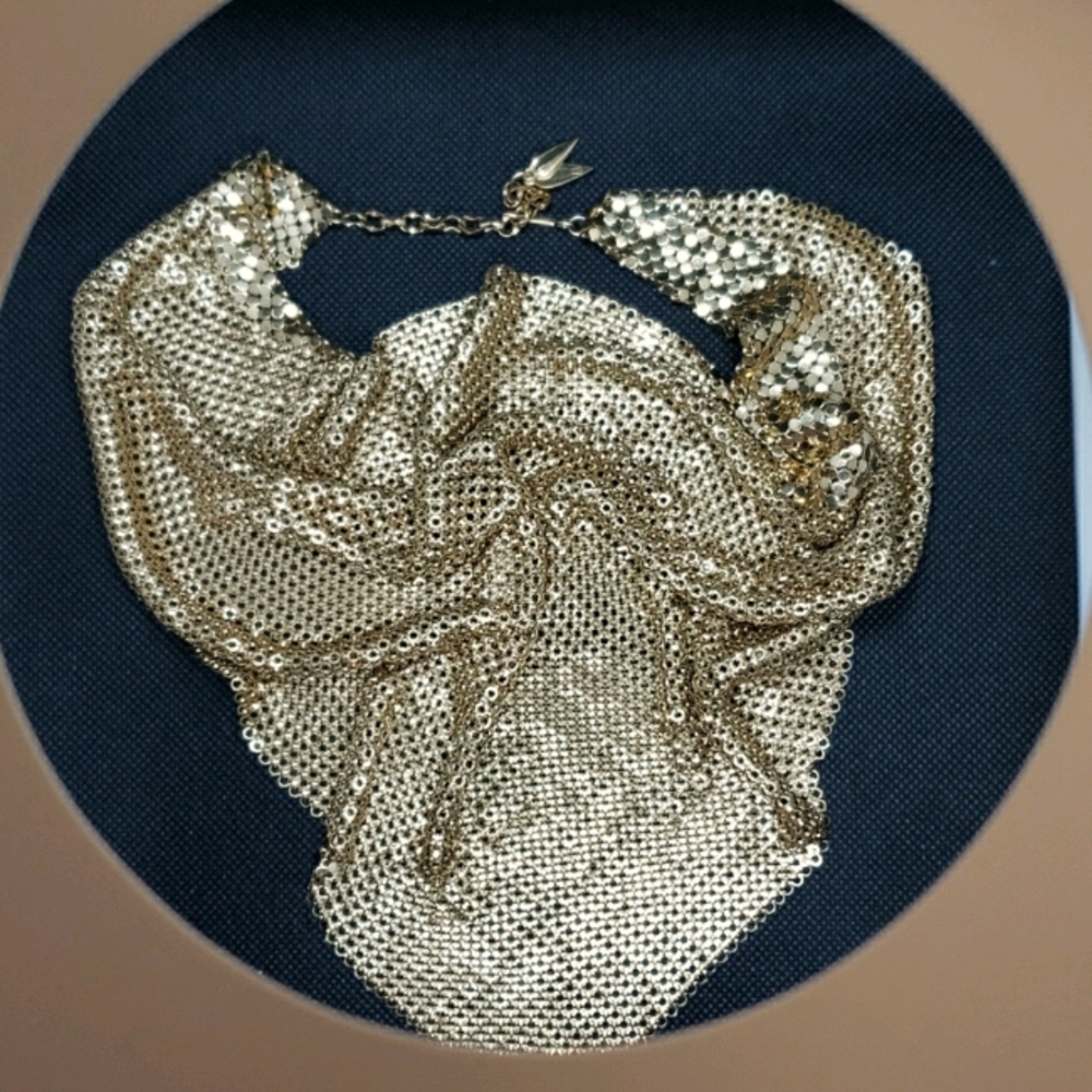 Vintage Whiting & Davis Gold tone bib necklace